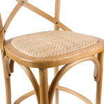 Aster 4pc Crossback Bar Stools Dining Chair Solid Birch Timber Rattan Seat - Oak - Furniture > Bar Stools & Chairs