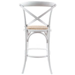 Aster Crossback Bar Stools Dining Chair Solid Birch Timber Rattan Seat - White - Furniture > Bar Stools & Chairs