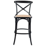 Aster Crossback Bar Stools Dining Chair Solid Birch Timber Rattan Seat - Black - Furniture > Bar Stools & Chairs