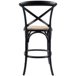 Aster Crossback Bar Stools Dining Chair Solid Birch Timber Rattan Seat - Black - Furniture > Bar Stools & Chairs