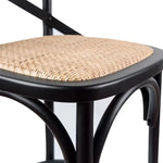 Aster Crossback Bar Stools Dining Chair Solid Birch Timber Rattan Seat - Black - Furniture > Bar Stools & Chairs