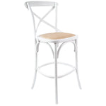 Aster Crossback Bar Stools Dining Chair Solid Birch Timber Rattan Seat - White - Furniture > Bar Stools & Chairs