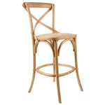 Aster Crossback Bar Stools Dining Chair Solid Birch Timber Rattan Seat - Oak - Furniture > Bar Stools & Chairs