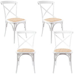 Aster Crossback Dining Chair Set of 4 Solid Birch Timber Wood Ratan Seat - White - Furniture > Dining