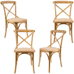 Aster Crossback Dining Chair Set of 4 Solid Birch Timber Wood Ratan Seat - Oak - Furniture > Dining