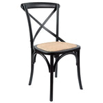 Aster Crossback Dining Chair Set of 4 Solid Birch Timber Wood Ratan Seat - Black - Furniture > Dining