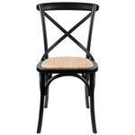 Aster Crossback Dining Chair Set of 4 Solid Birch Timber Wood Ratan Seat - Black - Furniture > Dining