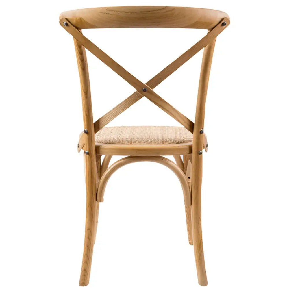 Aster Crossback Dining Chair Set of 4 Solid Birch Timber Wood Ratan Seat - Oak - Furniture > Dining