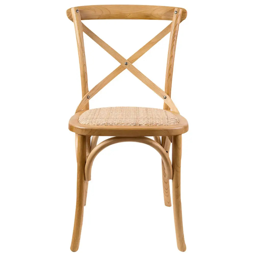 Aster Crossback Dining Chair Set of 6 Solid Birch Timber Wood Ratan Seat - Oak - Furniture > Dining