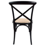 Aster Crossback Dining Chair Set of 6 Solid Birch Timber Wood Ratan Seat - Black - Furniture > Dining