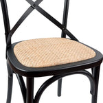 Aster Crossback Dining Chair Set of 6 Solid Birch Timber Wood Ratan Seat - Black - Furniture > Dining