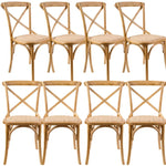 Aster Crossback Dining Chair Set of 8 Solid Birch Timber Wood Ratan Seat - Oak - Furniture > Dining