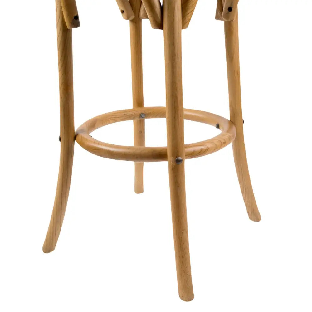 Aster Round Bar Stools Dining Stool Chair Solid Birch Timber Rattan Seat - Oak - Furniture > Bar Stools & Chairs