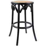 Aster Round Bar Stools Dining Stool Chair Solid Birch Timber Rattan Seat Black - Furniture > Bar Stools & Chairs