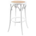 Aster Round Bar Stools Dining Stool Chair Solid Birch Timber Rattan Seat White - Furniture > Bar Stools & Chairs