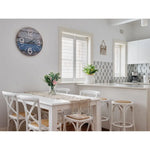 Aster Round Bar Stools Dining Stool Chair Solid Birch Timber Rattan Seat White - Furniture > Bar Stools & Chairs