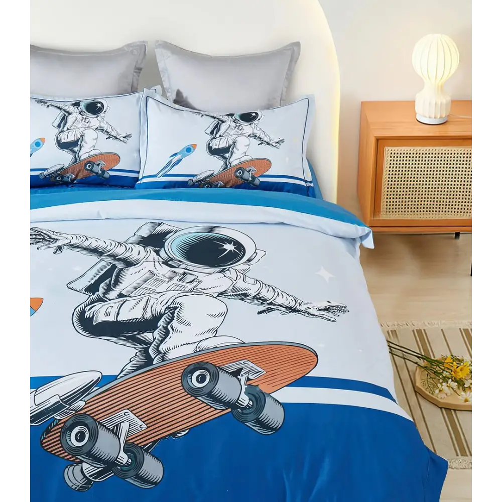 Astronaut Kids Quilt Cover Set - Double Size - Home & Garden > Bedding