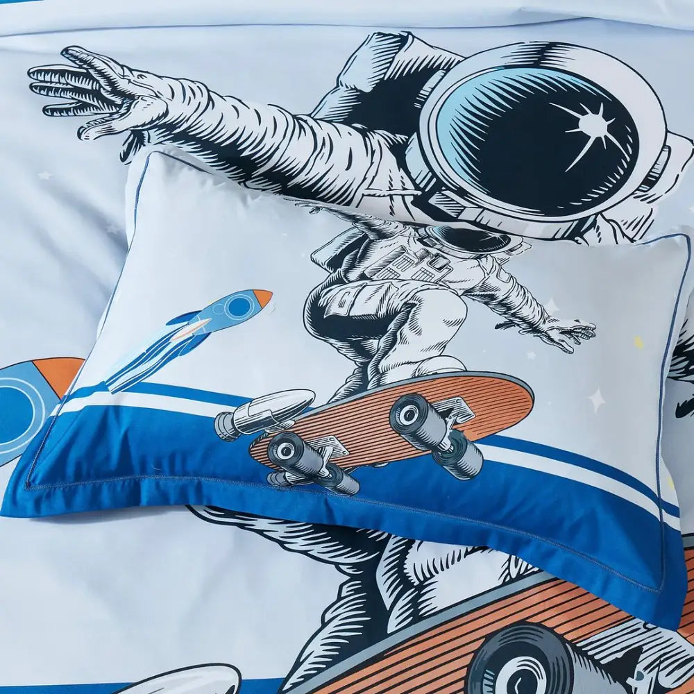 Astronaut Kids Quilt Cover Set - Double Size - Home & Garden > Bedding