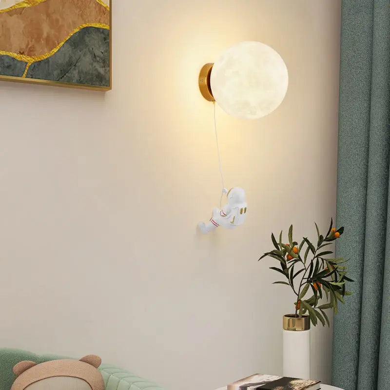 Astronaut Moon Wall Lamp with Warm Light,Diameter 25cm - Home & Garden > Lighting > Wall Lights
