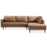 Athena 2 Seater Sofa Fabric Uplholstered Right Chaise Lounge Couch - Saddle - Furniture > Sofas