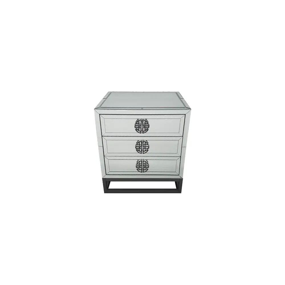 Athens Mirrored Bed Side Table -Black - Furniture > Bedroom