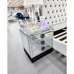 Athens Mirrored Bed Side Table -Black - Furniture > Bedroom