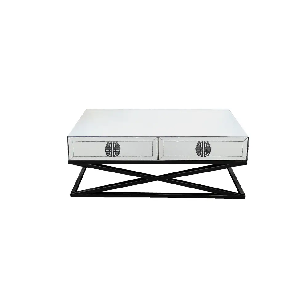 Athens Mirrored Coffee Table- Black Legs - Furniture > Living Room