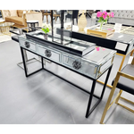 Athens Mirrored Console Table -Black - Furniture > Living Room
