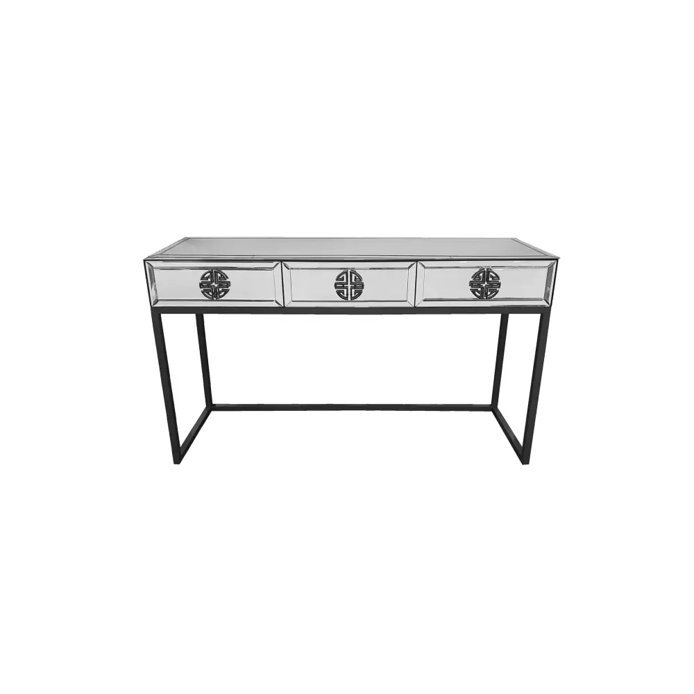 Athens Mirrored Console Table -Black - Furniture > Living Room