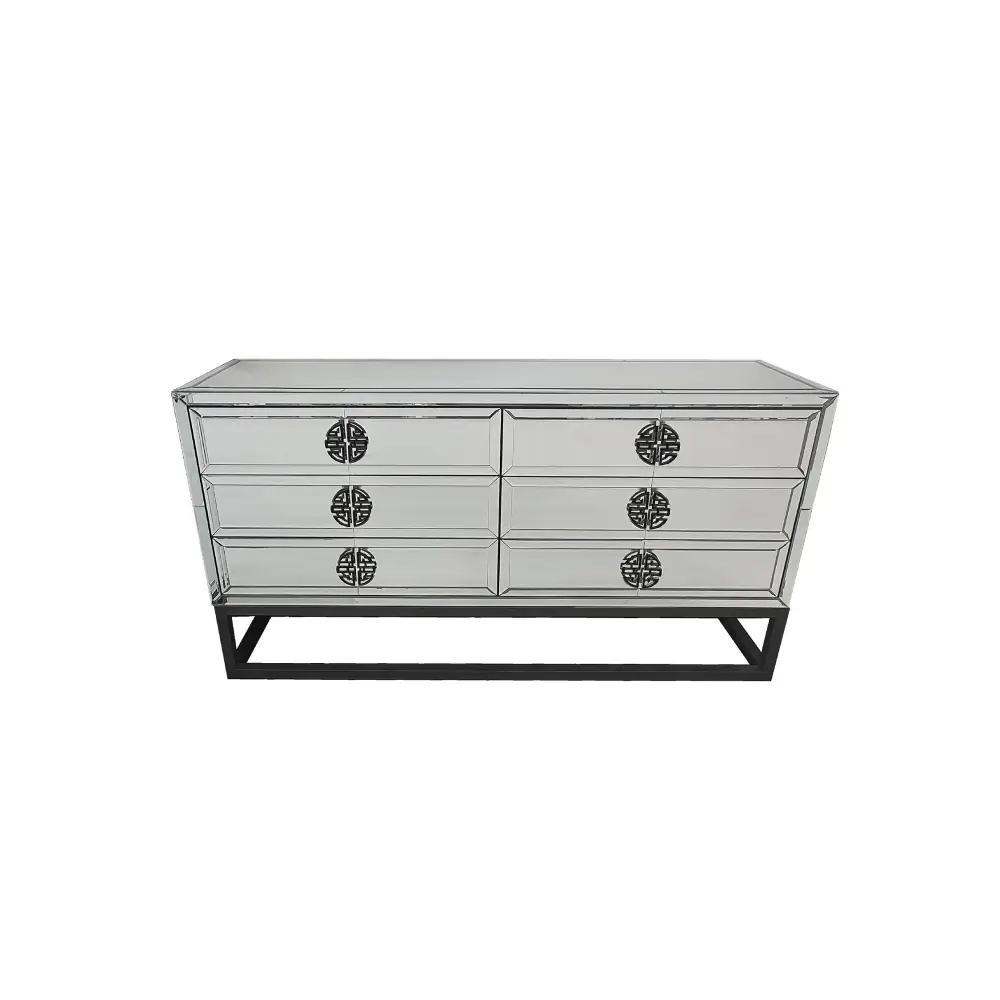Athens Mirrored Dresser Table -Black - Furniture > Bedroom > Dressers