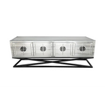 Athens Mirrored TV Unit Table- Black Legs - Furniture > Living Room