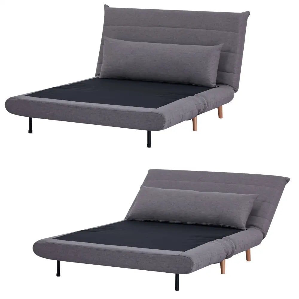 Audrey 2 Seater Sofa Futon Bed Love Seat Fabric Lounge Couch - Graphite - Furniture > Sofas