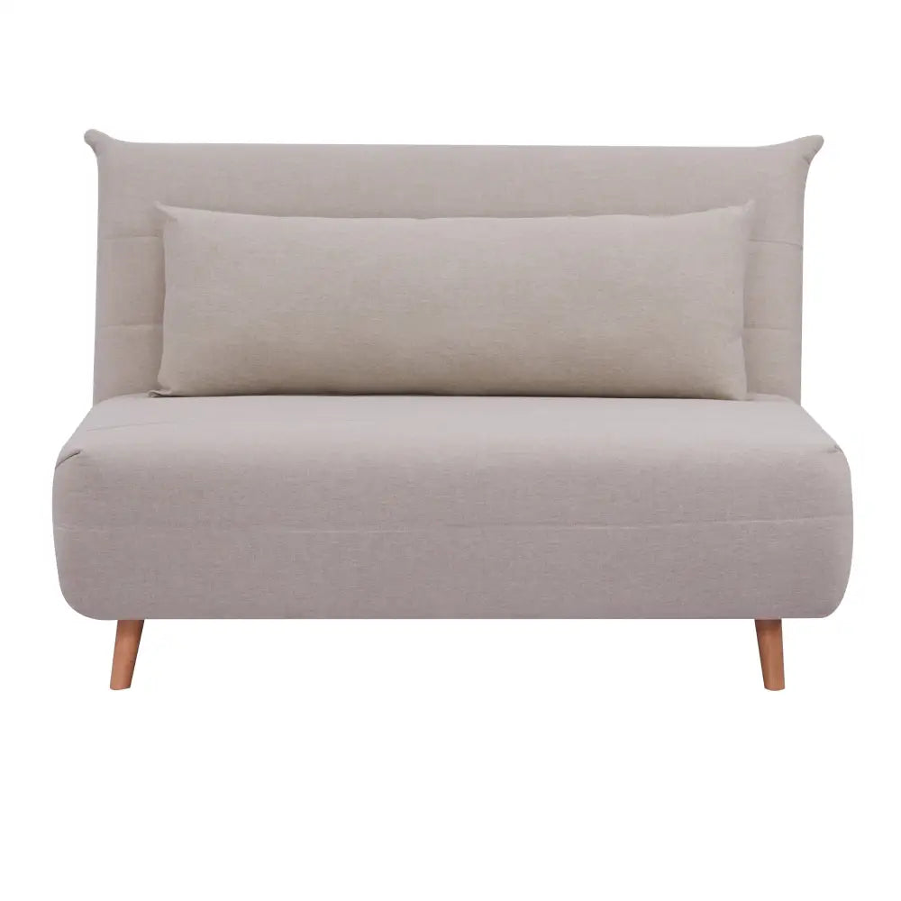Audrey 2 Seater Sofa Futon Bed Love Seat Fabric Lounge Couch - Beige - Furniture > Sofas
