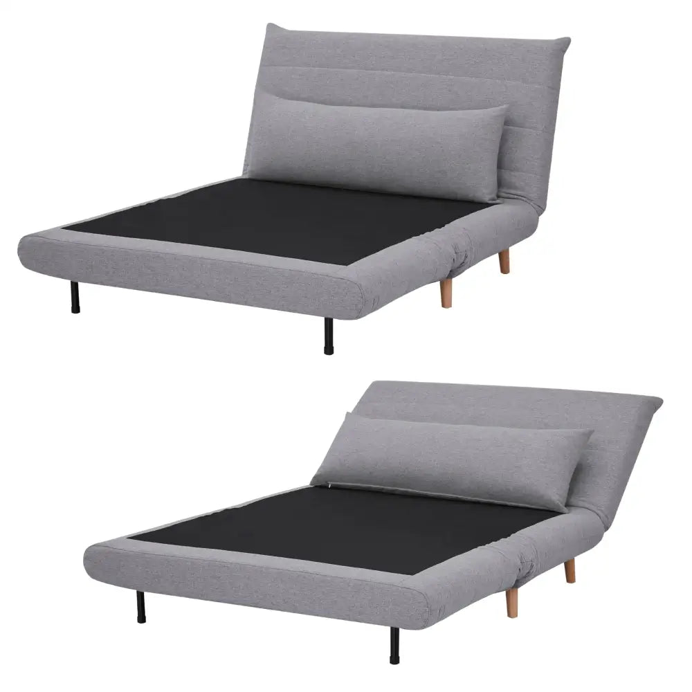 Audrey 2 Seater Sofa Futon Bed Love Seat Fabric Lounge Couch - Grey - Furniture > Sofas