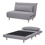Audrey 2 Seater Sofa Futon Bed Love Seat Fabric Lounge Couch - Grey - Furniture > Sofas