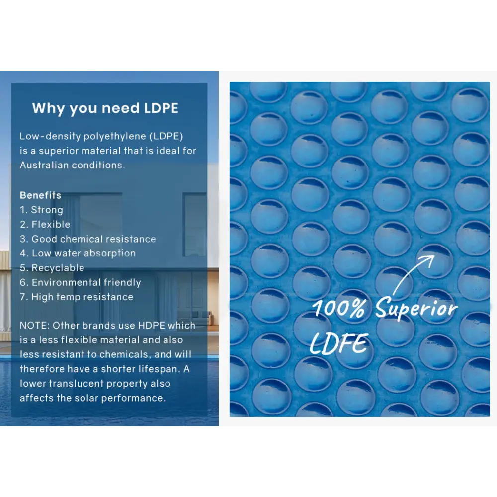 AURELAQUA Pool Cover 500 Micron 10x4m Solar Blanket Swimming Thermal Blue - Home & Garden > Pool & Accessories