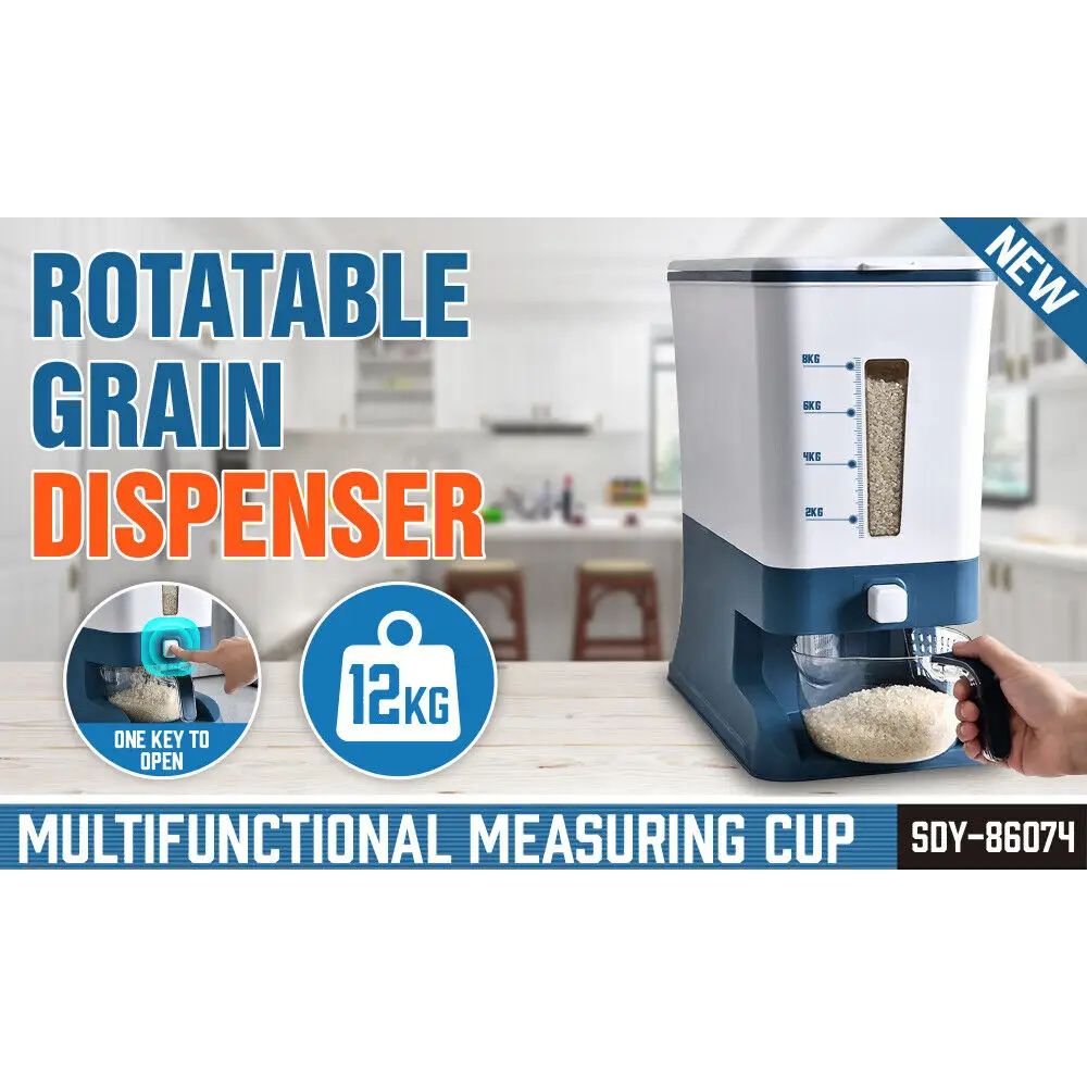 Auto Grain Case Cereal Dispenser Storage Box Kitchen Food Rice Container Cup - Home & Garden > Kitchenware