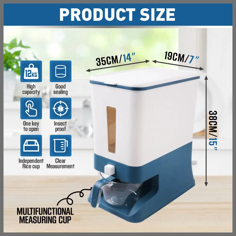 Auto Grain Case Cereal Dispenser Storage Box Kitchen Food Rice Container Cup - Home & Garden > Kitchenware