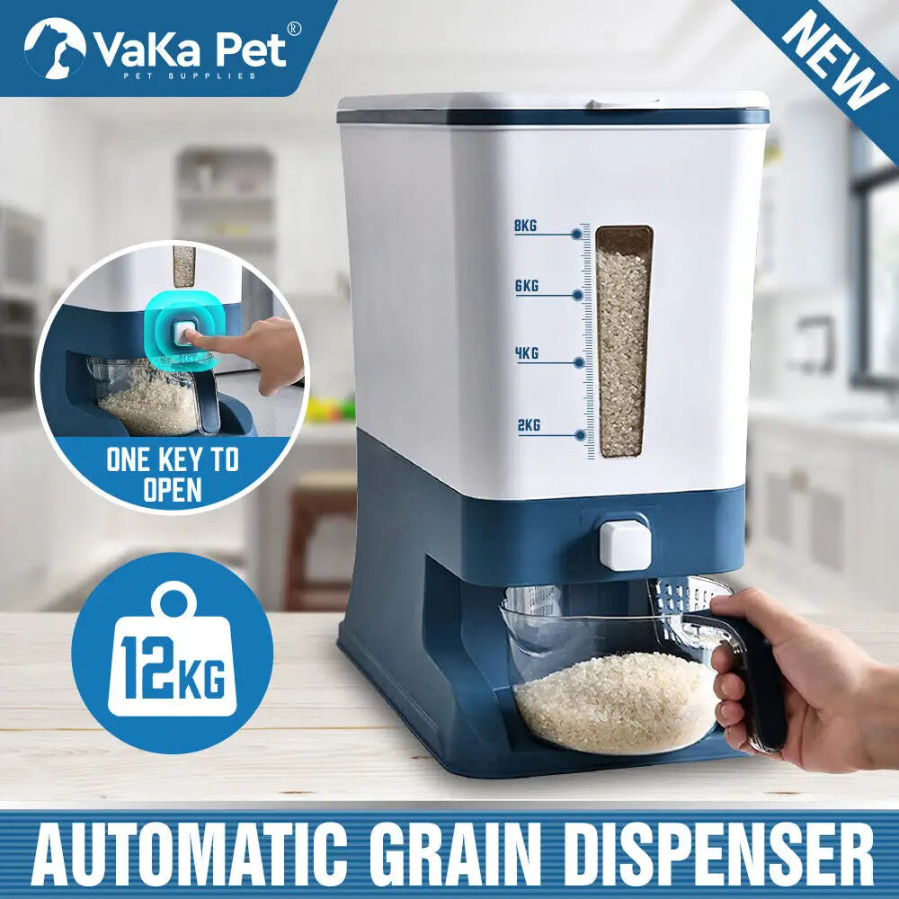 Auto Grain Case Cereal Dispenser Storage Box Kitchen Food Rice Container Cup - Home & Garden > Kitchenware