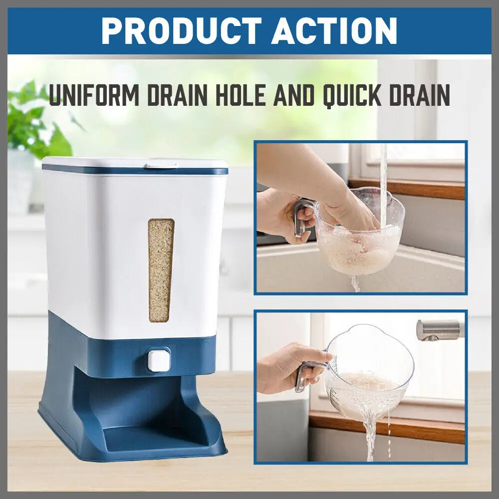 Auto Grain Case Cereal Dispenser Storage Box Kitchen Food Rice Container Cup - Home & Garden > Kitchenware