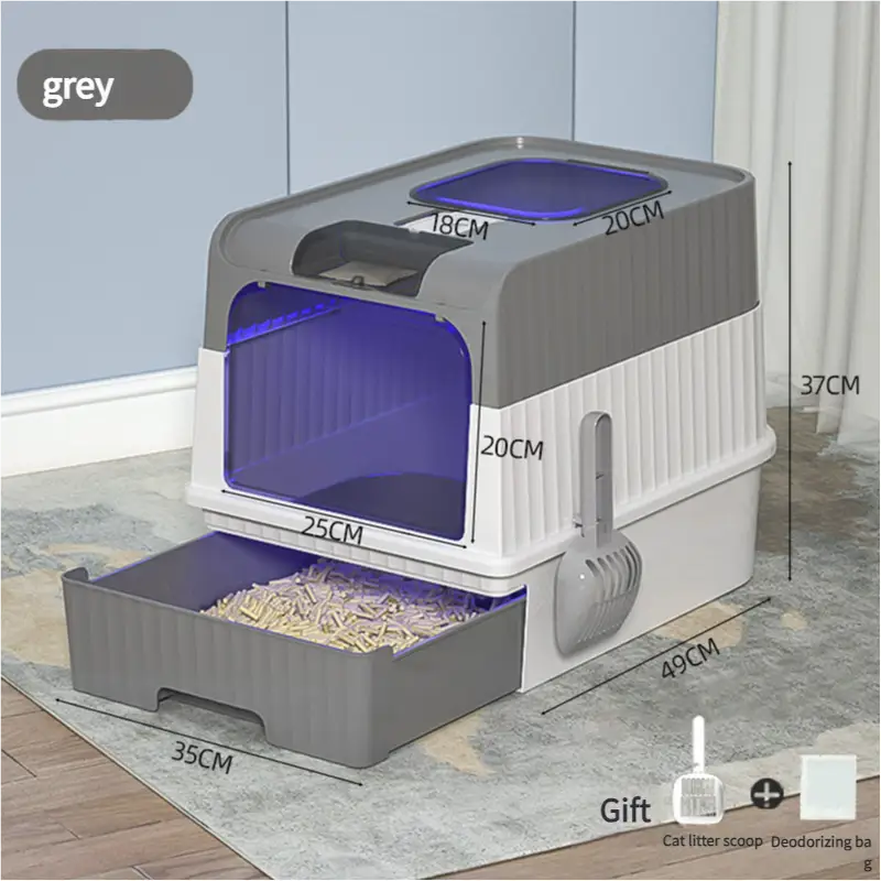 Automatic UV Sterilizing Cat Litter Box -Enclosed Design Odor Control and UV Germicidal Technology - Pet Care > Cat