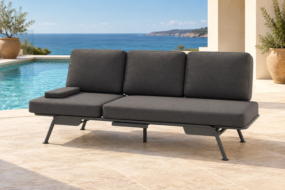 Avenna Convertible Outdoor Sofa - Charcoal - poolside lifestyle