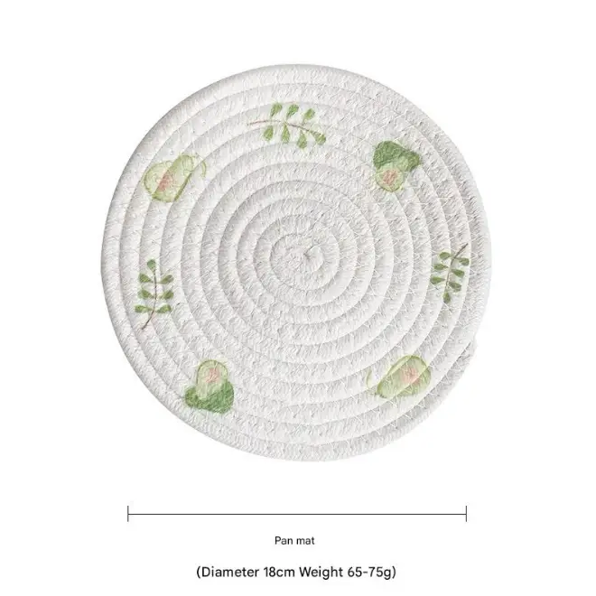 (Avocado) Cotton Rope Woven Placemats - Set of 5 18cm Diameter Heat Resistant Kitchen Decor - Home & Garden >