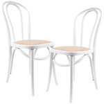 Azalea Arched Back Dining Chair 2 Set Solid Elm Timber Wood Rattan Seat - White - Furniture > Dining