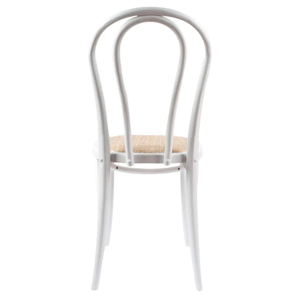 Azalea Arched Back Dining Chair 2 Set Solid Elm Timber Wood Rattan Seat - White - Furniture > Dining