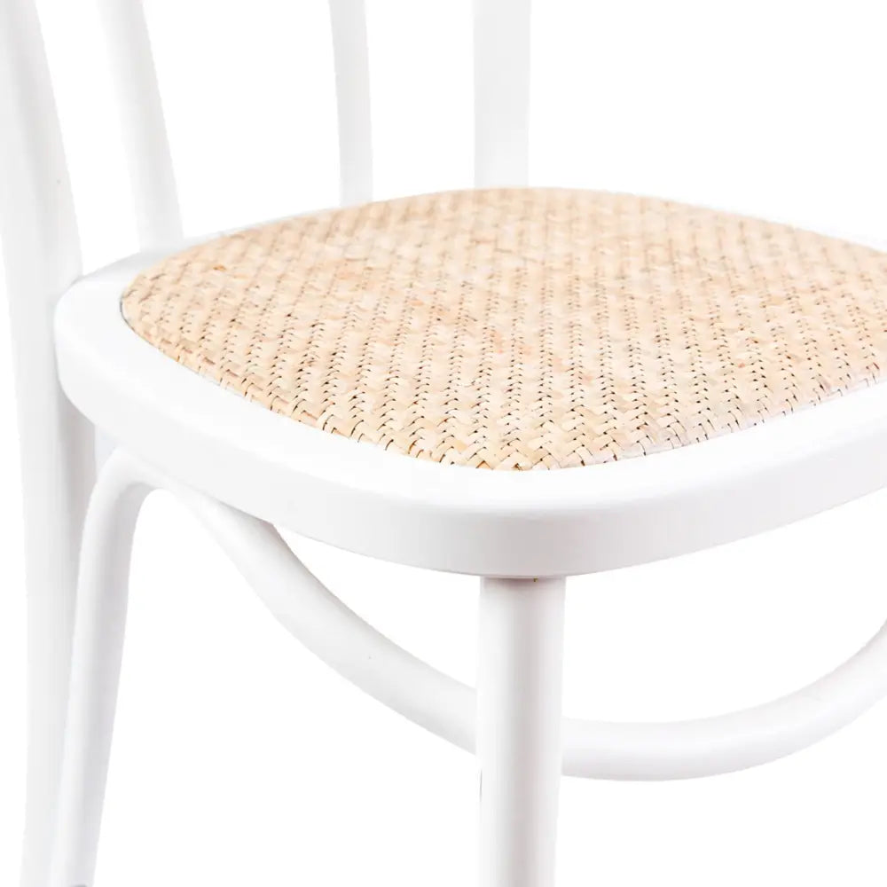 Azalea Arched Back Dining Chair 2 Set Solid Elm Timber Wood Rattan Seat - White - Furniture > Dining