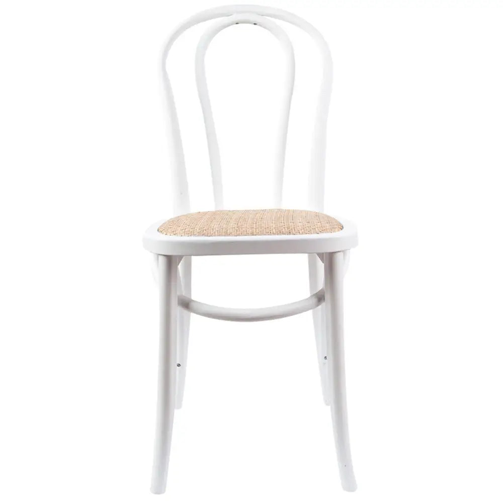 Azalea Arched Back Dining Chair 2 Set Solid Elm Timber Wood Rattan Seat - White - Furniture > Dining