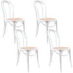 Azalea Arched Back Dining Chair 4 Set Solid Elm Timber Wood Rattan Seat - White - Furniture > Dining