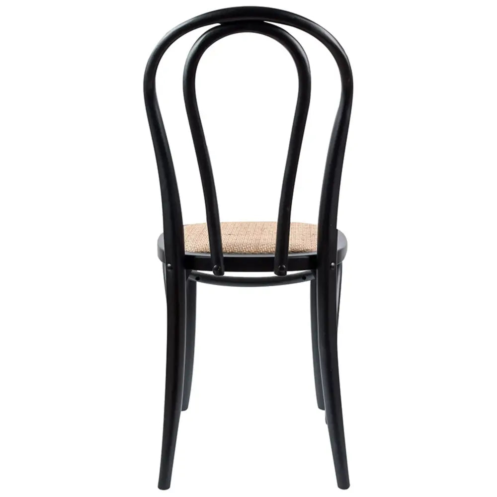 Azalea Arched Back Dining Chair 6 Set Solid Elm Timber Wood Rattan Seat - Black - Furniture > Dining