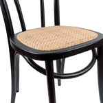 Azalea Arched Back Dining Chair 6 Set Solid Elm Timber Wood Rattan Seat - Black - Furniture > Dining